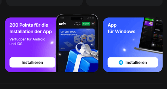 Lade die 1Win-App herunter