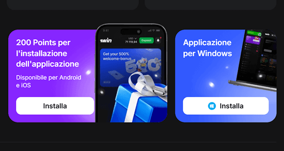 Scarica l’app di 1Win